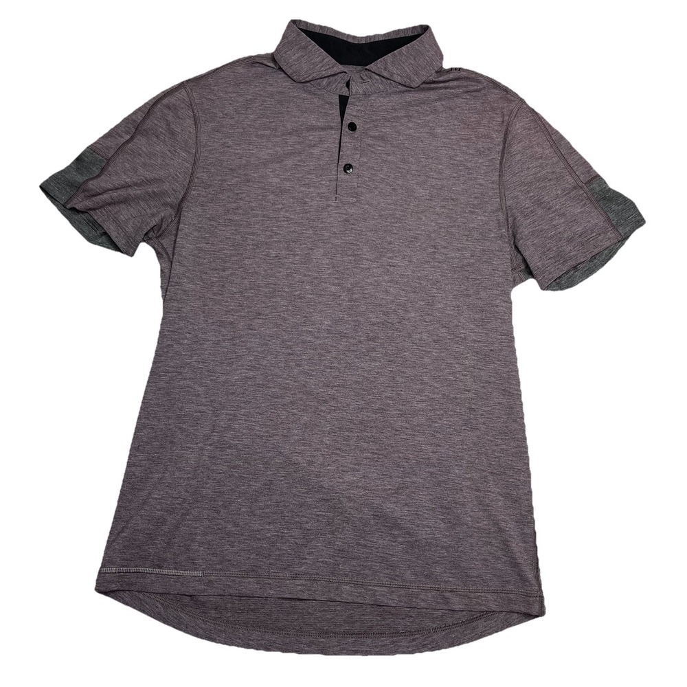 Purple Maroon Lululemon Casual Short Sleeve Polo Shirt Men's S Athleisure Active